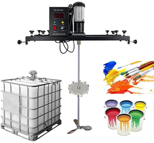 980W Electric Tank Mixer Machine, IBC Paint Mixer with 900mm Stainless Steel Stirring Rod and Impeller, 720-1200mm Adjustable, for Stirring Paint, Coating, Glue, Cement(B)