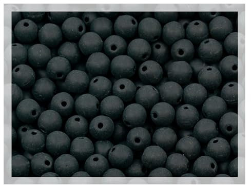 650 Perlen (50g) 4mm rund gepresste Druck Glasperlen kleine Perlen zum Auffädeln Big Pack Tiefschwarz matt