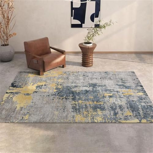 Teppichfliesen, strapazierfähig, fusselfrei, ideal für Wohnzimmer und Schlafzimmer, 80 x 120 cm, Grau, Blau, Gelb