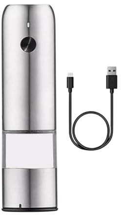 Salero automático, molinillo de pimienta portátil, salero recargable, ajustes ajustables, ligero, 14 x 6,2 x 4,4 cm, para cocina