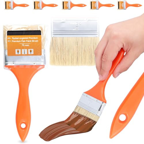 5X Pincel Plano 75 mm Brocha Pintura Barniz Tinte Precisión Herramienta para Acabados Finos En Madera Superficies Interiores Y Exteriores Pegamentos y Bricolaje