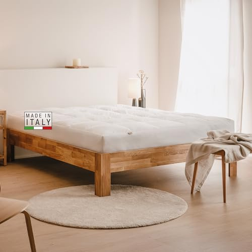 DREAMIN*101 - Coprimaterasso Singolo 90x200 Imbottito in Piumino e Piumette con Angoli Aderenti, Morbido Rivestimento Extra per Topper Singolo e Copri Materasso 100% Cotone Traspirante Ipoallergenico