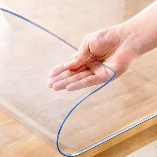 WDFYM 1mm Tovaglia Trasparente Plastificata - Copritavolo Trasparente, Pellicola Effetto Vetro x Tavolo - Protettiva Tavolo Tovaglia PVC Trasparente, Larghezza 60/65cm, Lunghezza 40-300cm(65cmx270cm)