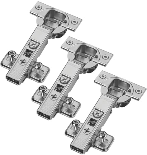 3er Set BLUM Topfband Eckanschlag 71B3580 110° | mit Schließautomatik inkl. Montageplatte 174E6100 und Spezialschrauben mit Spreizdübeln (EXPANDO)