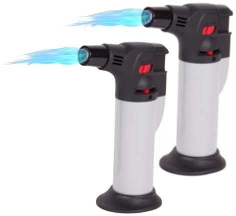 TronicXL 2 Stück Küchenbrenner Flambierbrenner Gas Bunsenbrenner für Creme Brulee Steak BBQ Nachtisch Fleisch Küche flambierer Gasbrenner Mini Flambiergerät nachfüllbar