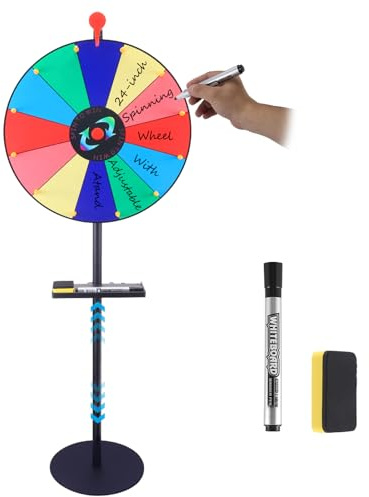 Roue de la Fortune à Tourner de 40 cm, Roue de Prix avec Plateau, 12 Slot, Roues de Prize Wheel, Roue de Loterie avec Support de 150 cm pour Carnaval, Jeux de Loterie, Gagnant, événement de Fête