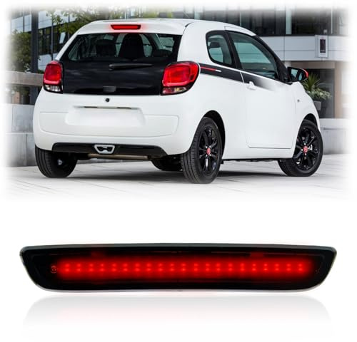 njssjd LED Dritte Bremsleuchte Zusatzbremsleuchte Schwarz für Toyoto Aygo | Ci.troen C1 Pe.ugeot 108 2014-2022, 1 Stück 3. Rauchglas Bremslicht Hinten, Ersatz OEM B000878980 821630H020, Plug & Play