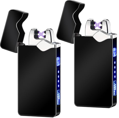 2 Stück USB Elektronische Feuerzeug, Elektro Lichtbogen Feuerzeug, USB Wiederaufladbares Elektronisches Feuerzeugs Flammenloses, Sturmfeuerzeug Elektronisches, Vatertag für Papa Männer Geschenk