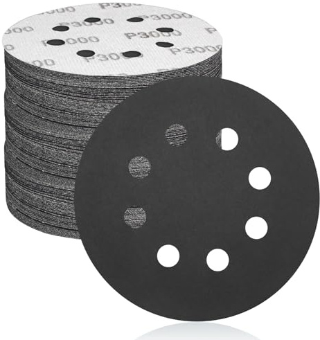 FEIHU Disques de Ponçage Papier Abrasifs 125mm 8 trous 50 pièces Grain 3000