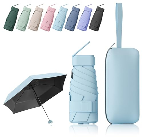 FESDMOH Mini Paraguas, Paraguas para el Sol, Sombrilla de Mano, Paraguas Plegable Antiviento, para Hombre y Mujer, Portátil Compacto de Viaje