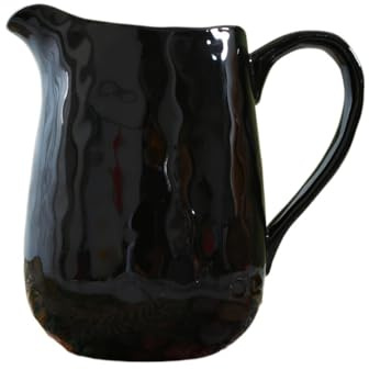 FZL02068LM Gravy Jug Black 1000ml Ceramic Milk Pitcher Large Capacity Cold Water Jug Sauce Jug Gravy Boat Sauce Boat