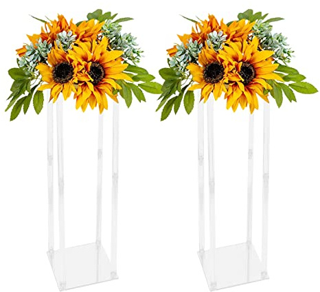 WINPANG Geometrischer Acryl Blumenständer, 80cm Höhe Zerlegbar Transparente Blumensäule Für Hochzeitstischdeko Raumdeko Pflanzenständer Zimmerpflanzendekor Tischzentrum Partydekoration​