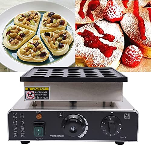 asdchZen Mini Machine À Muffins 25 Trous, Gaufrier en Forme De Cœur, 850 W, Gaufrier Commercial, Machine À Crêpes en Acier Inoxydable, pour Le Petit-Déjeuner, Le Déjeuner Et Les Collations