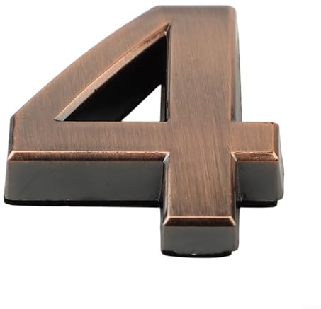 Glossy 3D House Number Door Plate for Outdoor Hotel Rooms, Mailboxes, Apartments, Office Use with Anti Rust ABS Resin Material (4)