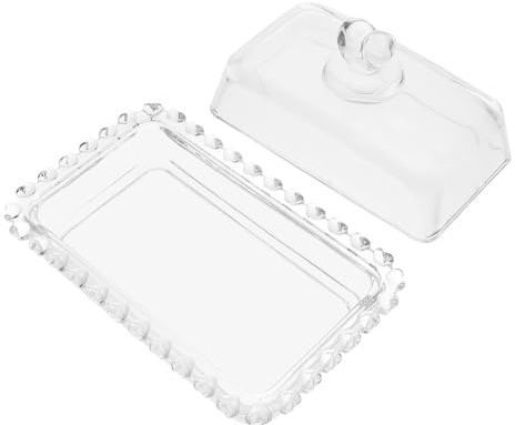 Tofficu Mantequera de Vidrio Transparente con Tapa de Cúpula Recipiente Compacto y Seguro para Mantequilla para Mesa y Refrigerador Diseño Elegante y Reutilizable