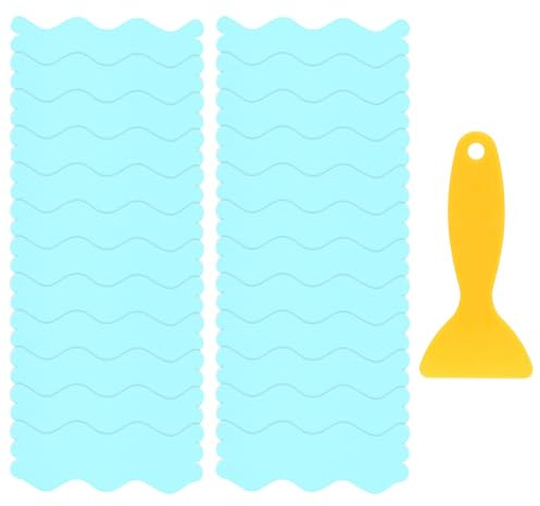24 Pcs Non Slip Strip Stickers for Bath and Shower, Self-Adhesive Anti Slip Bathtub Stickers with Scraper, Wave S-Shaped Grip Stickers for Stairs, Bathroom, Kitchen, Sauna and All Slippery Surfaces