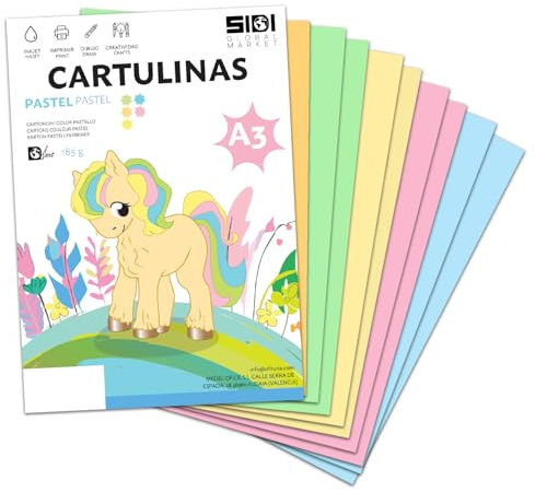 Karton A3 Pastell 185 g Karton in Pastellfarben für Bastelarbeiten, Scrapbooking, Inkjet- und Laserdrucker, Schule und Unterricht – SIDI (pastell, 25h)