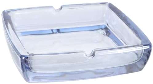 COSMOBETTY Cenicero de Vidrio Cuadrado y Transparente, Capacidad Grande, Estilo Decorativo para Uso Diario en Oficina y Ambientes de Hogar