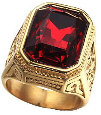 PAURO Herren Edelstahl Jahrgang Hochzeit Versprechen Zirkonia Ring mit Großem Stein