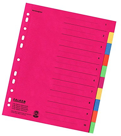 Falken Karton-Register (10er Pack, Rot | 10-teilig)