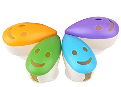 Faneli Antibakterieller Zahnbürstenhalter mit Saugnapf, 4 Stück, Smiley-Design, mehrfarbig
