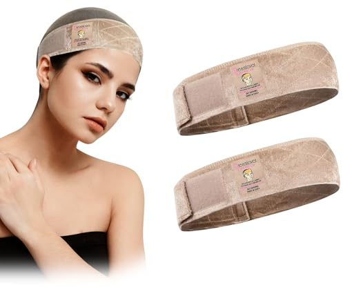 Dreamlover Wig Grip Bands, Headband for Keeping Wigs in Place, Tan, 2 Pieces