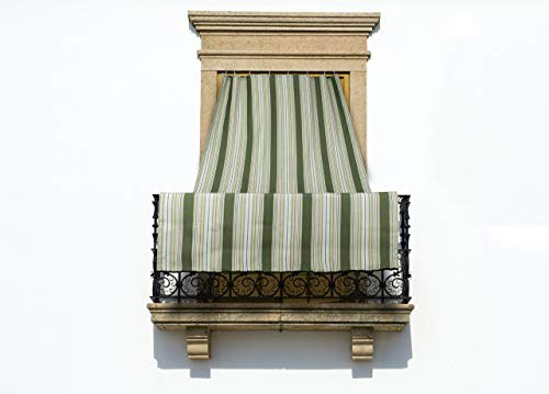 SOFFICIOSO Tenda da Sole per Esterni con Anelli per Terrazzo Modello Riga Fine 145x250 Verde