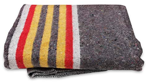 Kortpack Lot de 10 couvertures de déménagement rayées Jaunes, Rouges et Blanches - 150 x 200 cm, 1350 g (099.0080)