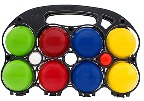 GICO Boccia Spiel aus Holz, vollfarben lackiert mit 8 Kugeln, Durchmesser 7 cm - 3013
