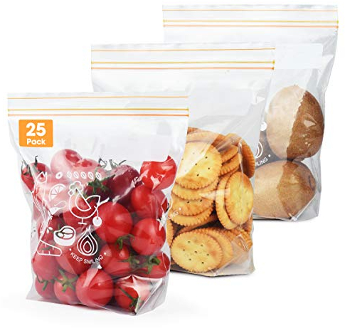Esimlife Versiegelte Beutel zur Aufbewahrung von Lebensmitteln, Druckverschlussbeutel, wiederverwendbare Sandwichbeutel, 25 Stück (mittel)