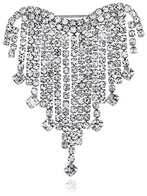 Broche pompon en forme de coeur Broche mariée en strass plaqué or argent