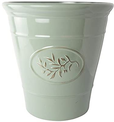 Plastic Outdoor Classic Olive Planter With Glossy Finish 23cm Frost Proof Long Lasting Flower Pot Garden Planter-Green