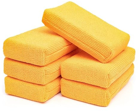 The Rag Company The Pearl Mikrofaser-Applikatorschwämme – vielseitiges Detailierwerkzeug, extra saugfähig, hält zahlreichen Anwendungen Stand, 7,6 x 12,7 cm, Orange (6er-Pack)