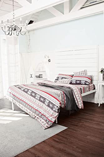 Linge de lit Dessins de Norvège Flanelle 100 % coton Parure complète pour lit (135 x 200 cm)
