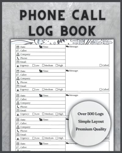 Phone Call log Book: Phone Call Record log Book for Business and personal use With 550 Call Log Space For Records, voicemail Log Book To Record Contacts, Phone Numbers, Emails