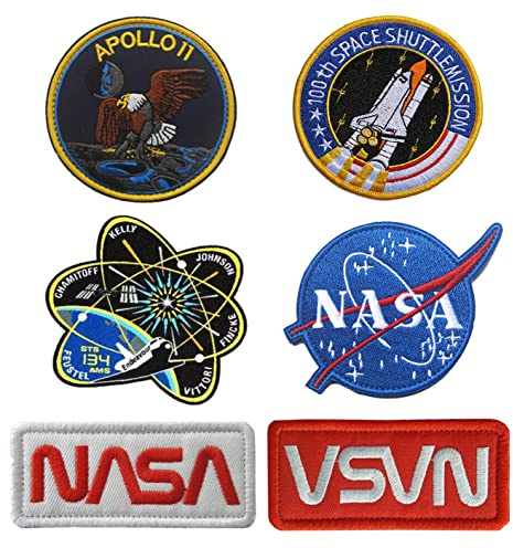 Zcketo 6 Stück NASA Gestickte Aufnäher - Weltraumforschung Patch für Kleidung, Taschen, Rucksack, Uniform, Weste, Militär Taktisch Jersey - Für Jungen und Herren