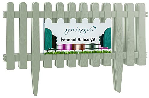 Valla para Jardín Plástico, Valla para Decoración y Proteger césped, Flores, 4 Unidades Gris