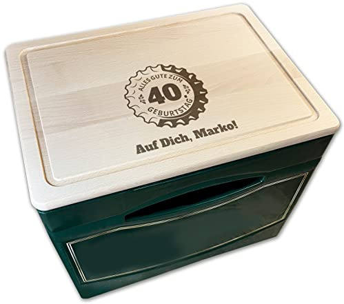 Unikatolo Bierkastensitz mit Alter und Name personalisiert, Geschenkidee für Männer runder Geburtstag, Oktoberfest, Vatertag, Bierkasten Hocker, Holz, Bierbank, Biergeschenk