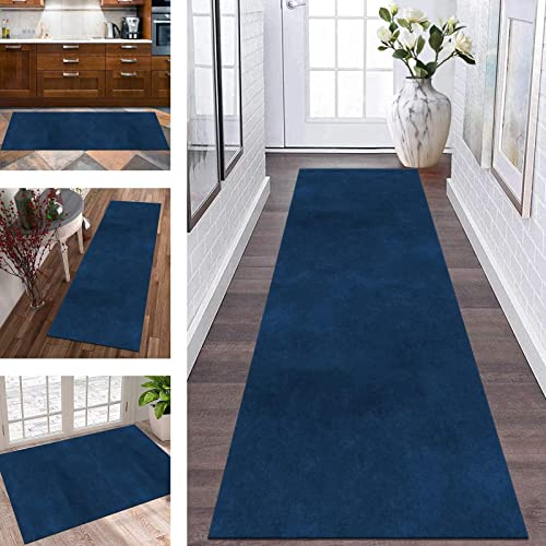 Teppich Läufer Küche rutschfest waschbar Korridor Teppichläufer Lang Flur 70X120CM Küchenläufer Teppichmatten Modern Dunkelblau 3D Schlafzimmer Kinderzimmer Wohnzimmer Meterware Flurläufer Anpassbar