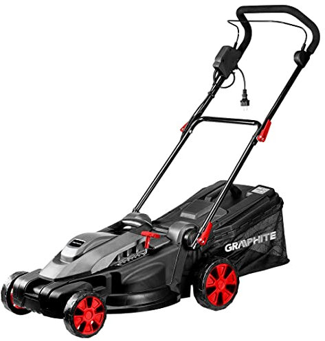 GRAPHITE Tosaerba elettrico, potente motore elettrico 2000 W, denti rotanti 3 500 min. Larghezza di taglio 430 mm, altezza di taglio 20/30/40/50/60/70 mm, massa 14 kg, plastica 45 l, impugnatura