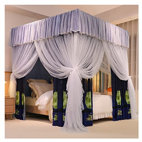 BUJOG Betthimmel, Schlafzimmer-Moskitonetz, raumhoher Bettvorhang im Prinzessinnen-Stil, Schlafzimmerdekoration, luxuriöser Betthimmel (Größe: 180 x 200 x 200 cm)