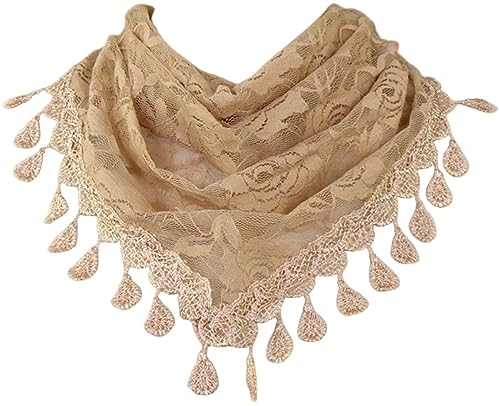 MAIRY Halstuch Damen Braun Dreieck Echter Schwarzer Spitze Satiniert Katholische DE148010