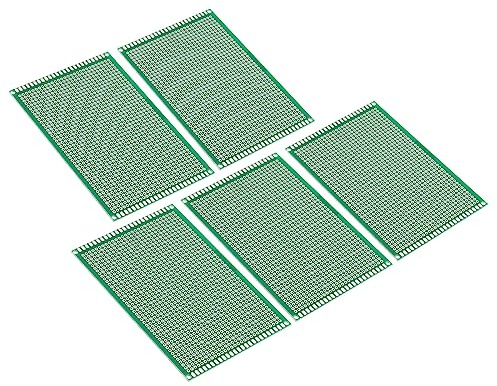 PATIKIL 4.7 x 3.1 PCB Board Circuit, 5 Pcs Prototype Perfboard Solder Boards for DIY Soldering and Electronic Project Circuit Boards Solderable Breadboard, Green