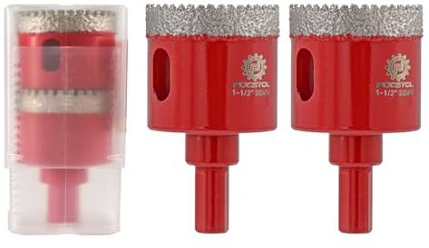 Diamond Core Drill Bit 38mm - FOCSTOL 2pcs Diamond Hole Saw with Triangle Shank for Porcelain Ceramic Tile Marble Granite