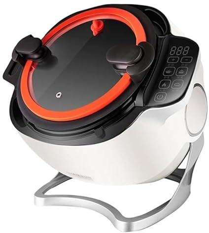 XARONF 2000W Commercial Automatic Stir Fry Machine, 360° Rotatable, 6L Aluminium Capacity, Magnetic Locking Lid, for Home Restaurant