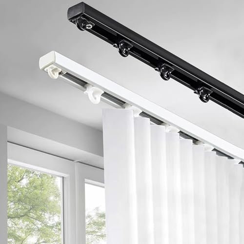 Binario Tenda Soffitto Divisorio - Asta Per Tende Da Doccia Ultrasottile - Per Spazi Di 1m-5m Di Larghezza - Bastone Per Tende Per Montaggio A Soffitto O A Parete (Color: Bianco)