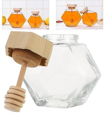 BESTonZON 2pièces Pot De Miel Transparent Réutilisable Bocal De Conservation Hermétique Pour Stockage Miel Et Confiture