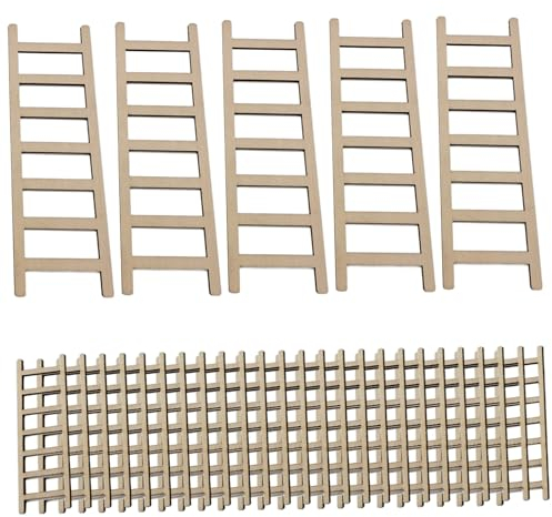 Mini-Leiter 40 Stück 6,1 cm kleine Leiter-Dekoration und 5 Stück, 14,9 cm Miniatur-Leiter, Spielzeugleiter, kleine Holzleiter, Puppenhaus-Möbel für Heimwerker, Basteln, Feengarten-Zubehör, Puppenha