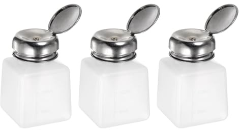sourcing map 3 Stück Lösungsmittel-Alkohol-Spender 100 ml (3,4 oz) Druckflüssigkeits-Spenderpumpe mit Abdichtendem Edelstahldeckel für Aceton-Reiniger Nagellackentferner, Weiß