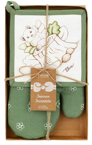 Thun - Set guantone e presina in cotone, collezione Inverno Incantato